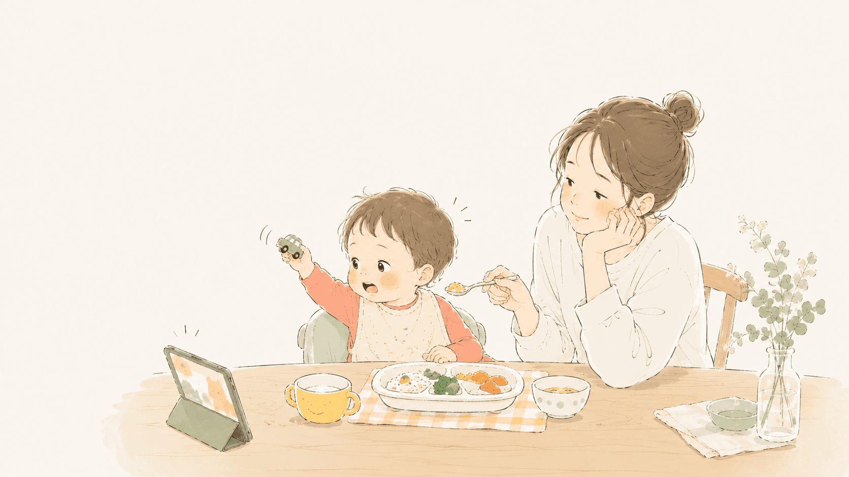遊びハイから食事モードへ。YouTubeは『つなぎ役』にしてみたのイメージ